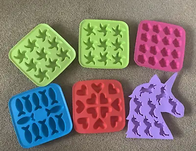 Lot Of 6 Molds For Wax Soap Sugar Making Unicorn Flower Starfish Fish Heart • $14