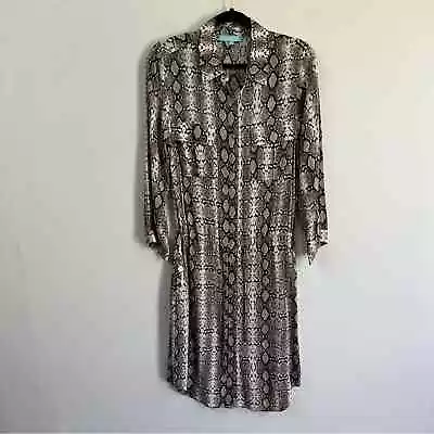 Melissa Odabash Snake Print Long Sleeve Shirt Dress Woman Size Medium • $60