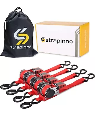 Retractable Ratchet Straps (4 Pack) 1  X 10ft Tie Downs Motorcycles Bikes Kayaks • $49.99