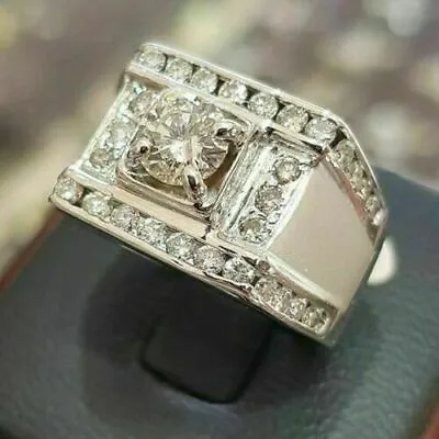 2ct Round Cut Lab Created Diamond Wedding Band Men's Ring 14k White Gold Finish • $178.35