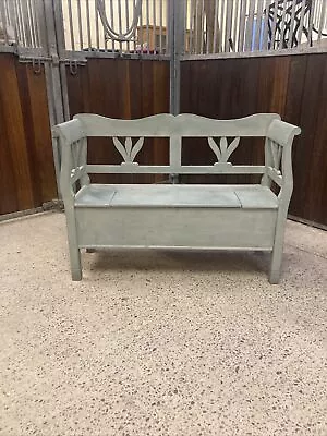 £220 • Buy Painted Solid Pine Hall Seat / Settle With Storage / Bench