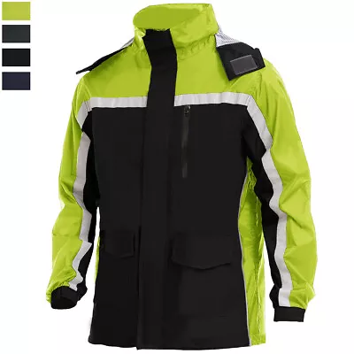 Mens Reusable Safety Bomber Jacket Waterproof Reflective Raincoat Thin Work Coat • $32.97