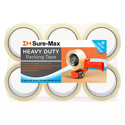 2  Heavy-Duty 2.7mil Clear Shipping Packing Moving Tape 60 Yards/180' Ea • $14.99