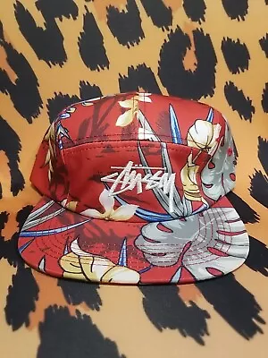 Limited Edition! Stussy Capz Tropical Hawaiian Red Floral 5 Panel Camper Hat • $35