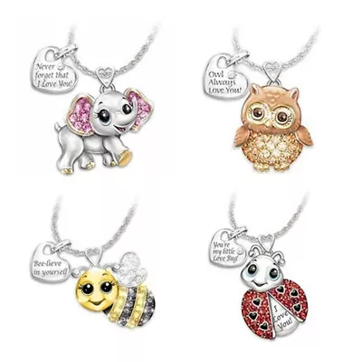 925 Silver Pated Jewellery Elephant Heart Bee Owl Shinny Necklace Pendants Gift • £3.49