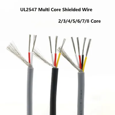 Multi Core Shielded Wire Signal Cable 2/3/4/5/6/7/8 Core 18AWG~28AWG UL2547 • $213.77