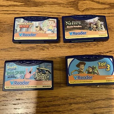 LOT OF 4 VTech V.Reader Learning System Game Cartridges .  Three Disney . • $15