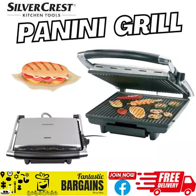 £29.99 • Buy SilverCrest Panini Grill 2000W Grilling Stainless Steel Silver Toasties Paninis