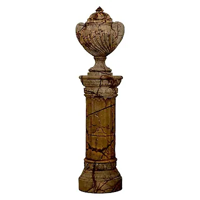 Column With Vase IN Marble Forest Brown Style Classic Italian Design H 92cm • £6334.61