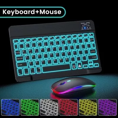 Bluetooth Backlit Keyboard Mouse For Samsung Galaxy Tab A7 A8 S6 Lite S8 Tablet • $17.95