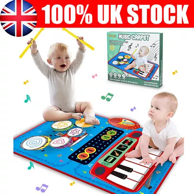 Baby Toys For 1 2 3 Year Old 2 In 1 Musical Kids Toys Toddler Piano & Drum Mat • £11.89