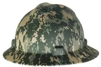 MSA 10104254 V-Gard Camouflage Full Brim Hard Hat W FasTrac Ratchet Suspension • $45.43