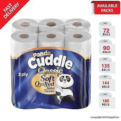 45-72-90 Toilet Rolls Panda 3 PLY - Soft Unscented Loo Toilet Tissue Paper Bulk • £5.65