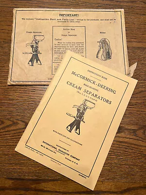 1929 McCormick-Deering IH Ball Bearing Cream Separator Instruction Book Manual • $19.95