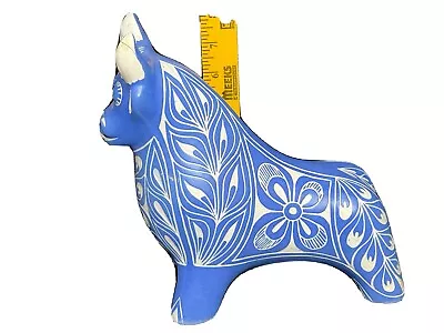 Pablo Zabal Chile Signed Vintage Large Blue Zoo Ceramic Art Pottery Bull • $50