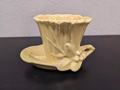 Vintage McCoy Lotus Leaf Teacup Planter Yellow • $30