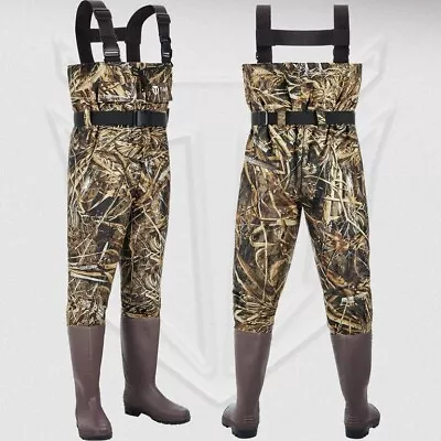 TIDEWE Men's Waterproof Neoprene Hunting & Fishing Chest Waders Camo Size 8 • $67.99