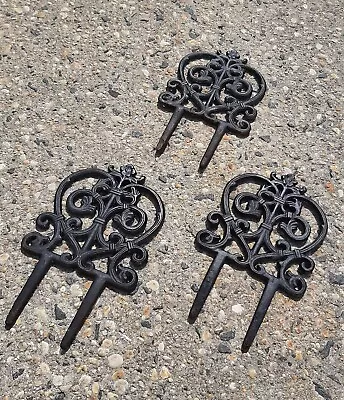 Vintage Cast Iron Ornate Garden Fencing Sections Heavy Authentic Lot Of 3 • $75