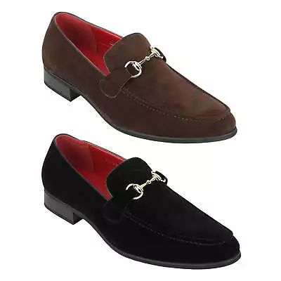 Mens Horsebit Loafers Suede Leather Lined Slip On Classic Driving Shoes UK Sizes • £29.99