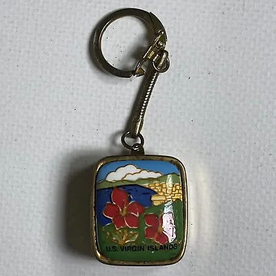 VTG Sankyo Music Box Keychain US Virgin Islands Flowers Water City Landscape • £24.12