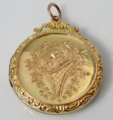 Edwardian Locket - 9ct Gold Back & Front Patterned Opening Round Locket • £245