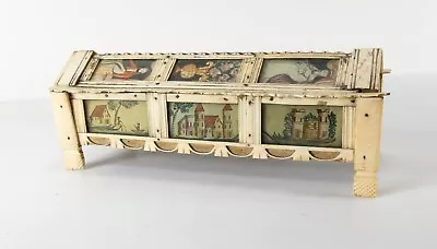 Antique Folk Art Napoleonic Prisoner-of-War Carved Game Box With Paintings • £1621.86