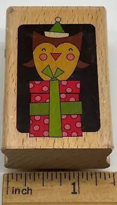 OWL Bird On Top GIFT PRESENT HOLIDAY CHRISTMAS Rubber Stamp • $2.95