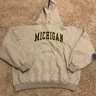 Michigan Wolverines Sweater Adult XL Gray Hoodie NCAA Basketball Mens B1 • $7.85