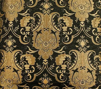 Chenille For  Upholstery & Drapery Fabric  Damask Black Sold Per Yards • $24.95