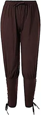 Mens Ankle Banded Pants / Medieval Viking Navigator Trousers XL - Brown  • $16.97