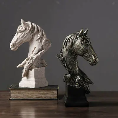 Horse Head Bust Statue Hand-Finished Table Sculpture For Housewarming Gift • £23.42