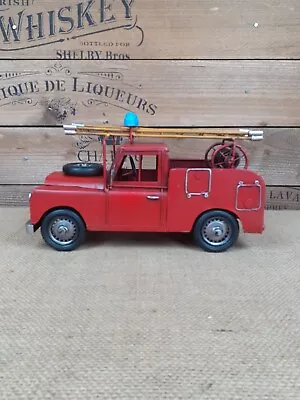 Red Coloured Vintage Style 4x4 Landrover Fire Truck Made From Metal Tin • $50.51