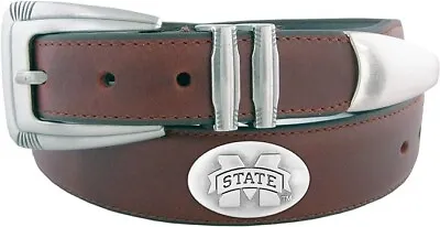 NCAA Mississippi State Bulldogs Men's Leather Concho Tapered Tip Belt Brown 38 • $39.99