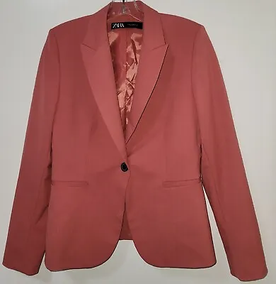 $49.15 • Buy New Zara Womens Salmon Pink Single Breast One Button Basic Blazer Jacket Size 6