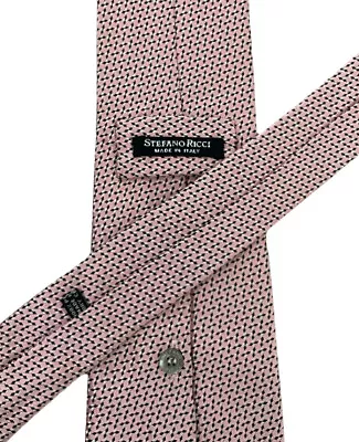 Stefano Ricci Men's Light Pink Geometric Button Back Silk Textured Tie 4 /63.75  • $56.44