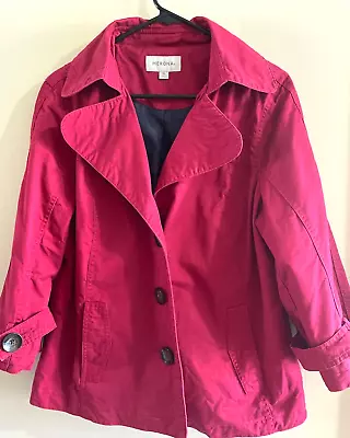 MERONA Women’s XL Jacket DEEP Red Lined Front Pockets 3 Buttons Cotton Spring! • $15.95