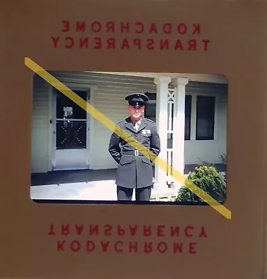 Vintage Color 35mm Slide Soldier Home In Uniform Standing At Attention #22042 • $12.96