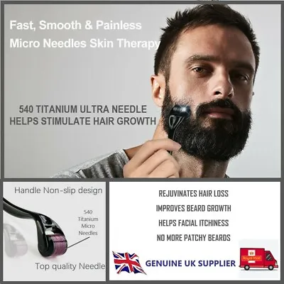 £6.89 • Buy Derma Skin Roller 540 Titanium Micro Needle Hair Regeneration Hair&beard Growth
