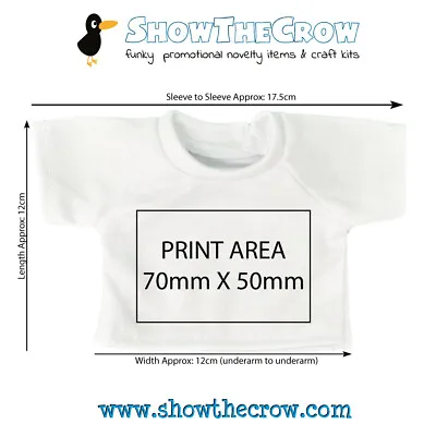 1x Medium White Personalised Teddy Bear Soft Toy T-Shirt For Transfer Printing • £2.50