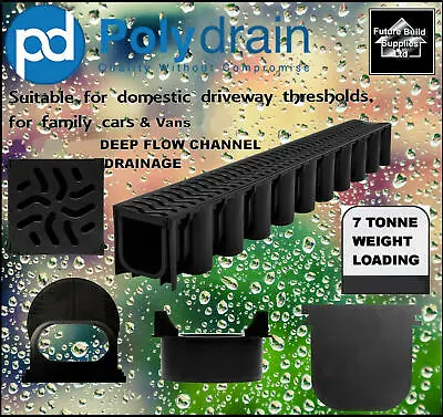 £16.01 • Buy Heavy Duty Deep Flow Storm Water Channel Drainage PVC Channel Driveway Aco Drain