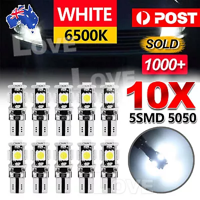 10PCS T10 Wedge 5SMD Parker Number Plate LED Bulbs W5W 194 168 131 WHITE CANBUS • $8.95