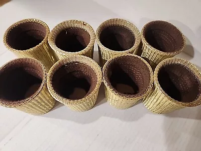 Vintage Therma-Jac Insulated Cup Holders Golden Weave Design Set Of  8 • $19.98