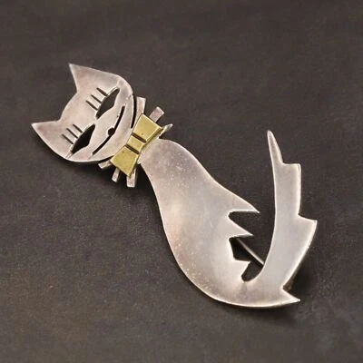 $6.50 • Buy VTG Sterling Silver - MEXICO TAXCO Kitty Cat Animal Brooch Pin - 10g