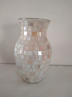 Mosaic Mother Of Pearl Shell Vase 8  • $28