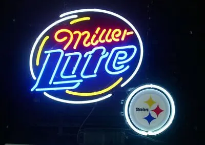 Miller Lite Neon Beer Sign Home Bar Store Pub Decor Vintage Neon Bar Signs 19x15 • $141