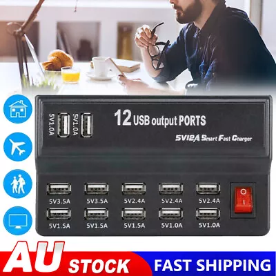 $24.99 • Buy Fast Charging Station Multi Dock 12 Port Phone Charger Hub Desktop Power Adapter