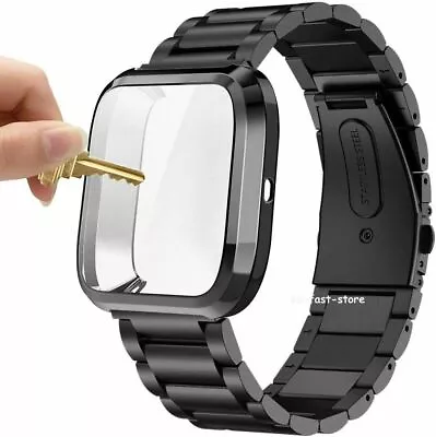 Stainless Steel Watch Band Wrist Strap +Case Cover For Fitbit Versa 2 /3/4/Sense • $13.99