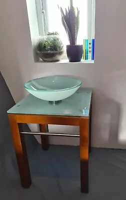 £89 • Buy Frosted Glass Sink Bowl / Basin & Stand  Matching Glass Top & Towel Rail 