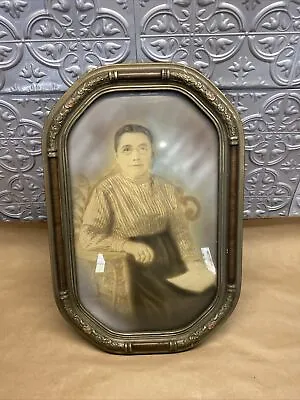 VTG Wooden Framed Picture Old Lady Woman Teacher Creepy Haunted Ornate Decor Art • £52.99