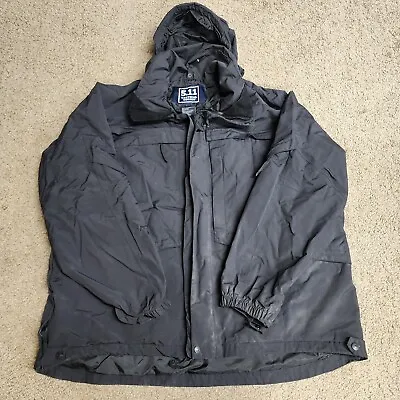 5.11 Tactical Jacket Mens 2XL Black 3 In 1 Parka Hooded Utility Shell Only • $79.99